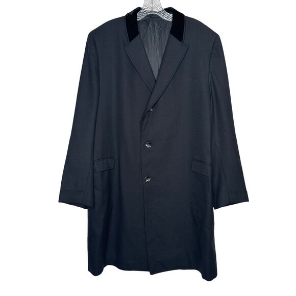Vintage 1960's Darby Fashion for Rogers Black Wool Overcoat Velvet Collar large - Picture 1 of 14